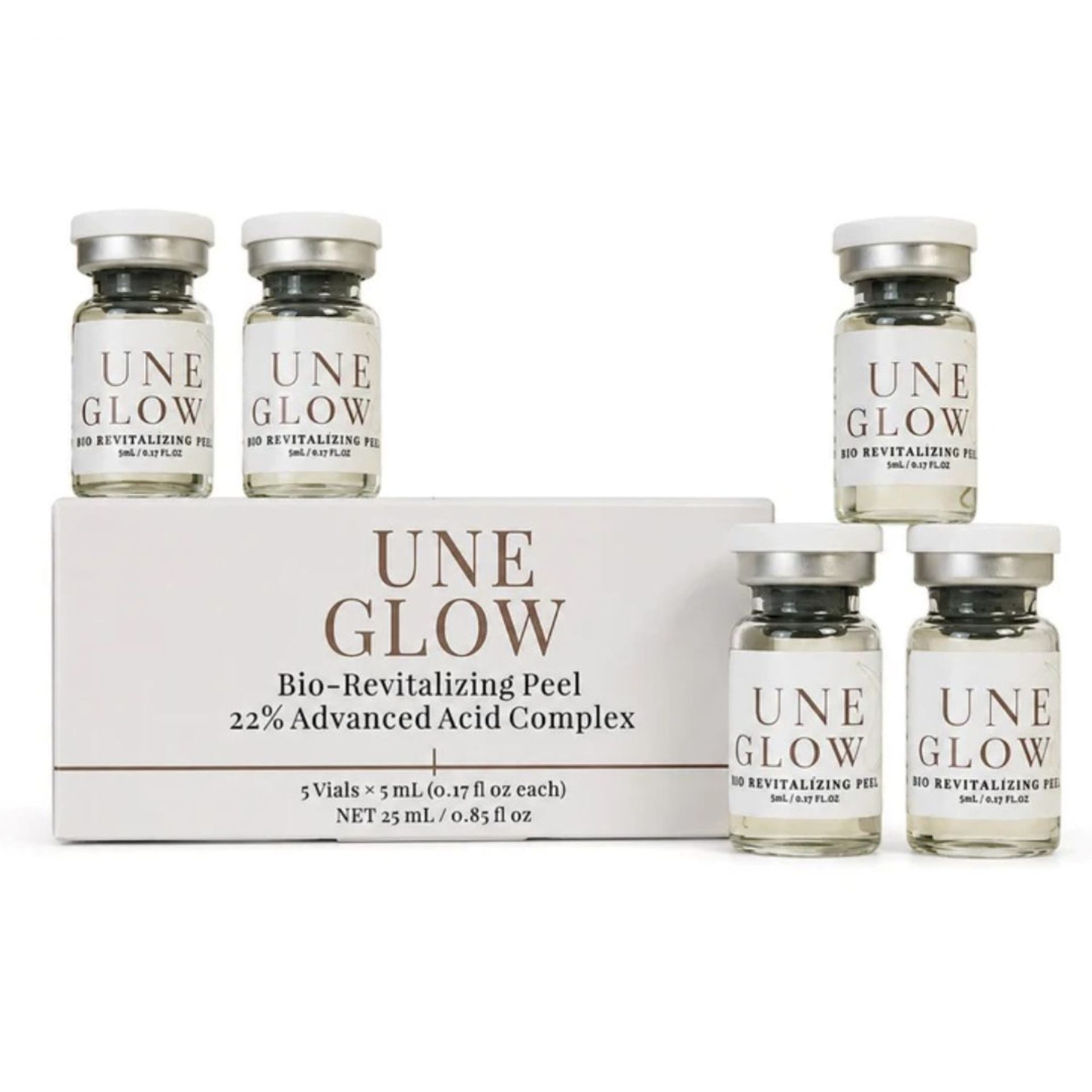 UNE GLOW Bio-Revitalizing Peel 22% Advanced Acid Complex - 5 Vials/box - Image 2
